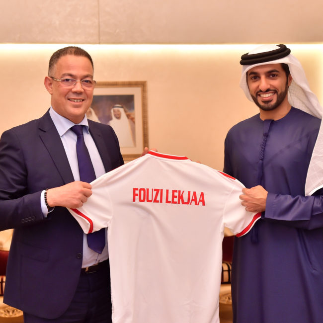 راشد بن حميد يستقبل رئيس الجامعة الملكية المغربية لكرة القدم